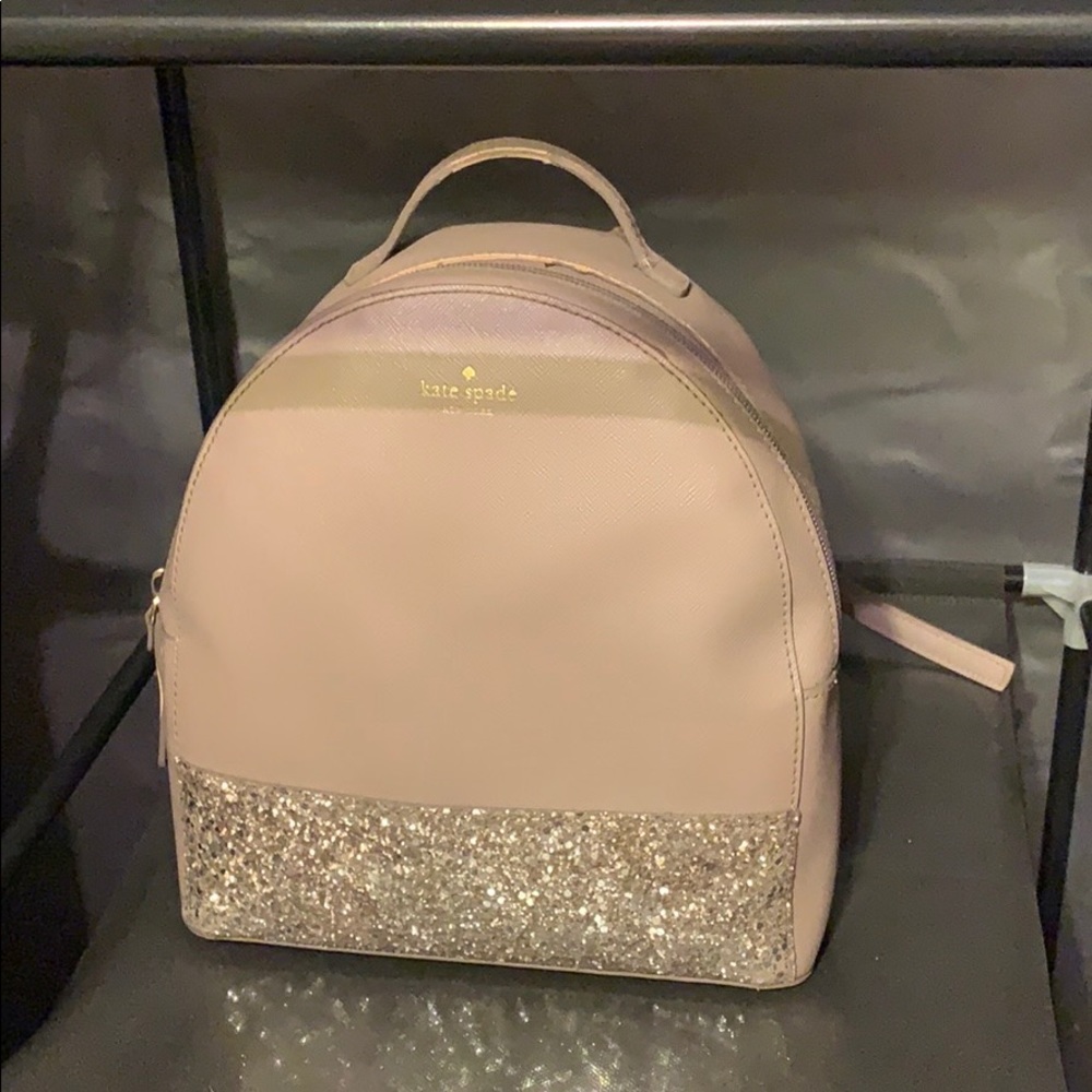 Katie spade silver mini backpack